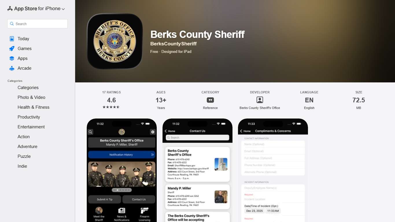 ‎Berks County Sheriff App - App Store