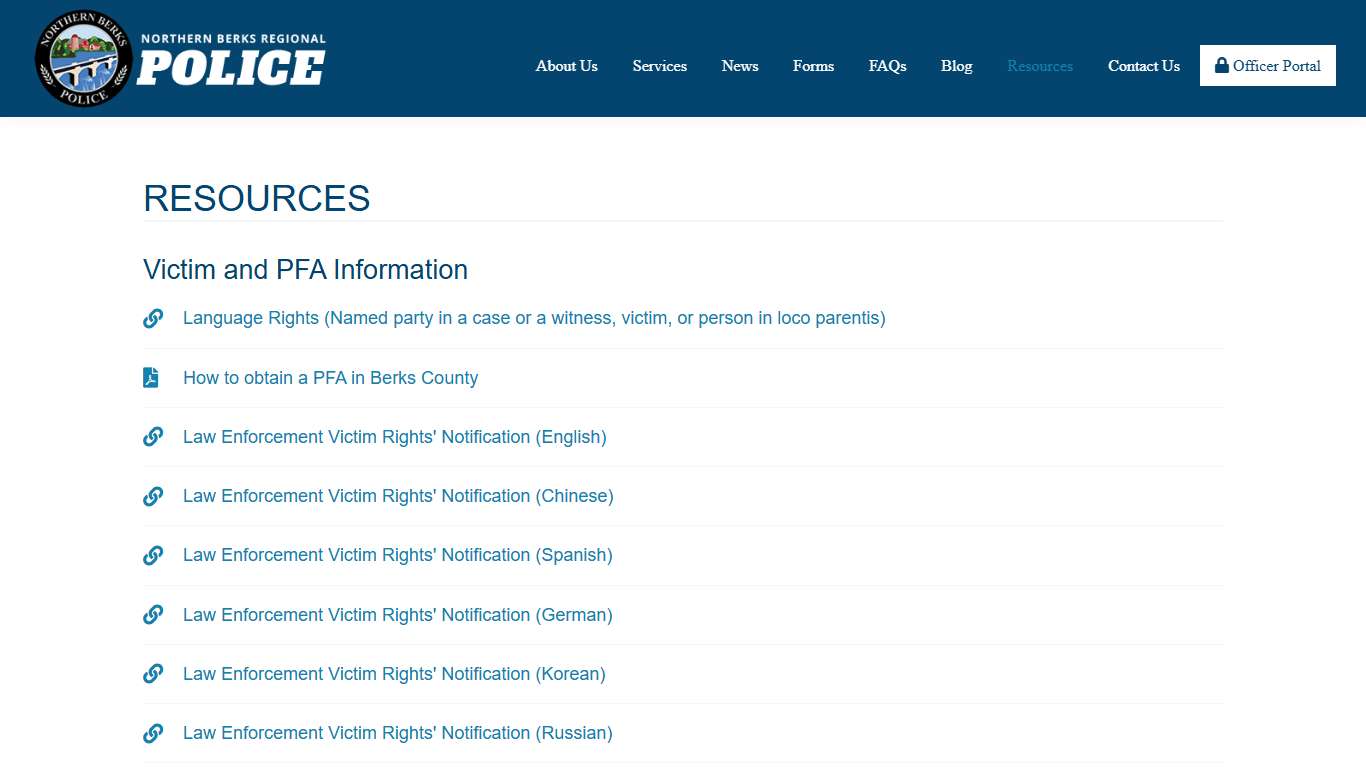 Resources | Northern Berks Regional Police