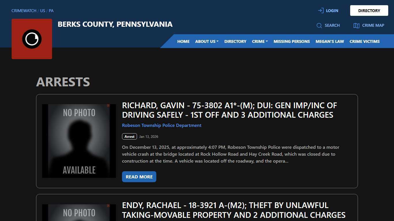 Arrests for Berks County, Pennsylvania | CRIMEWATCH
